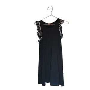 LOFT Black Ruffle Sleeveless Swing Dress - Size Small Petite